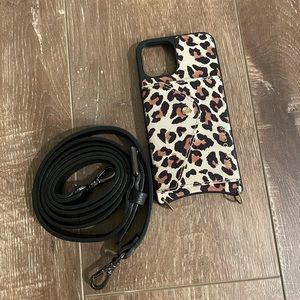 Bandolier iphone 11 pro leopard case with cross body strap